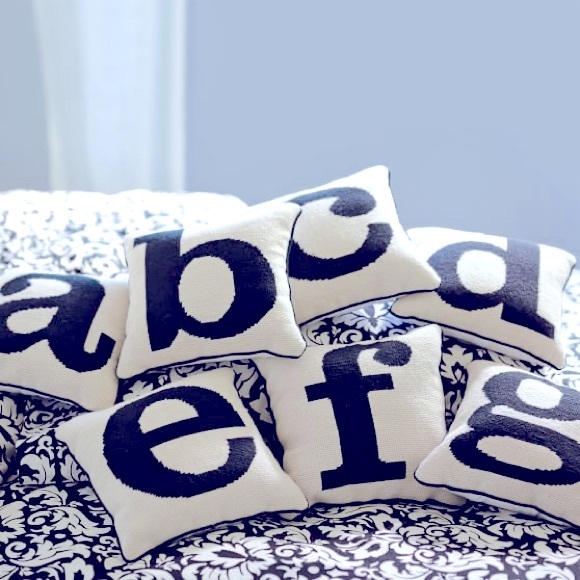 PB teen monogram “O” needlepoint pillow